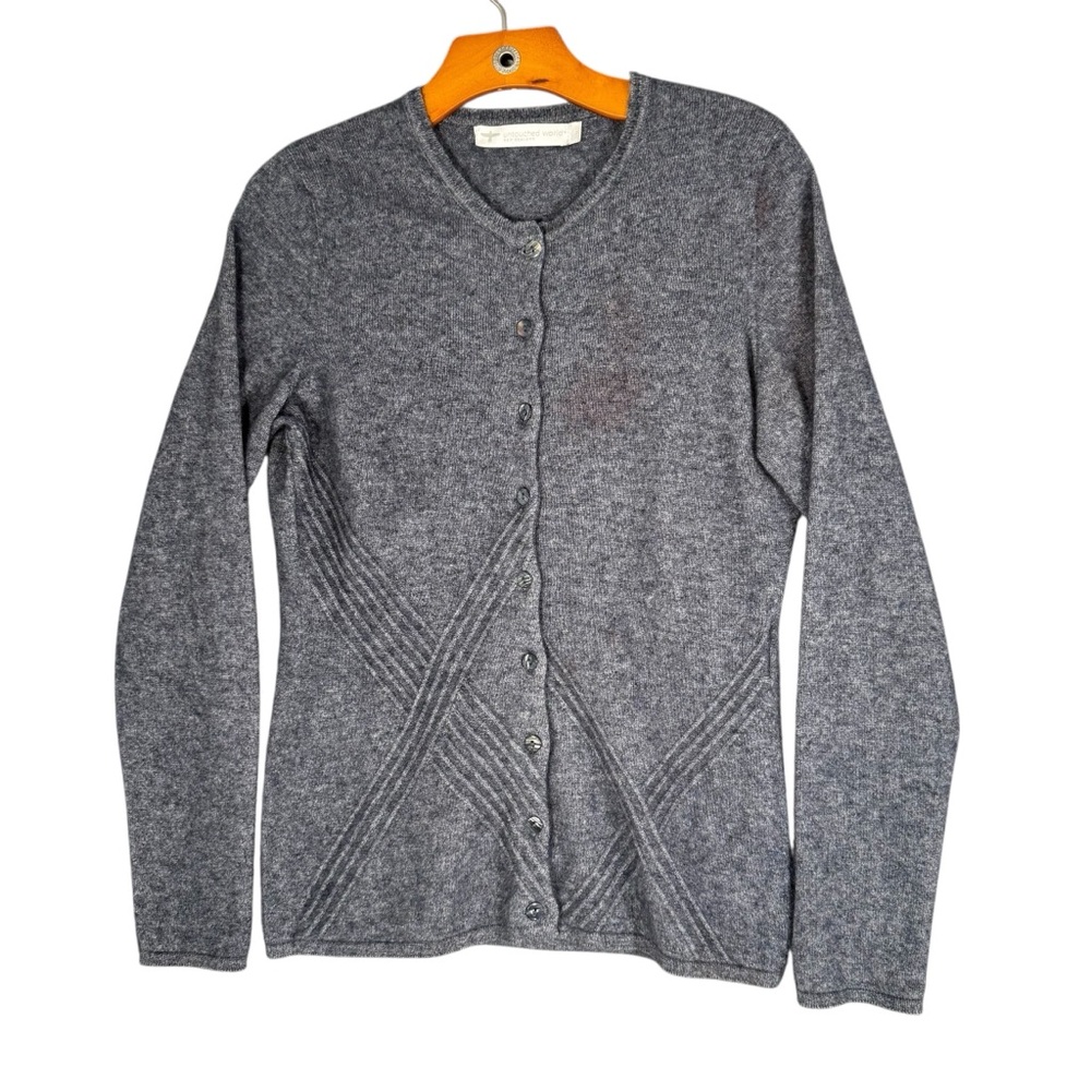 Untouched World NZ Cashmere Possum Silk Blue Cardigan Sweater AS IS Medium